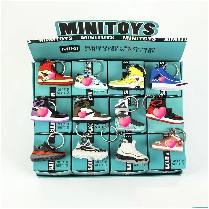 Wholesale 12Pcs Sneaker Keychain Shoe Box Includes Key Chain Cardboard Gift Model Keychains Packaging Jewelry With One Drop Delivery Dh7Je