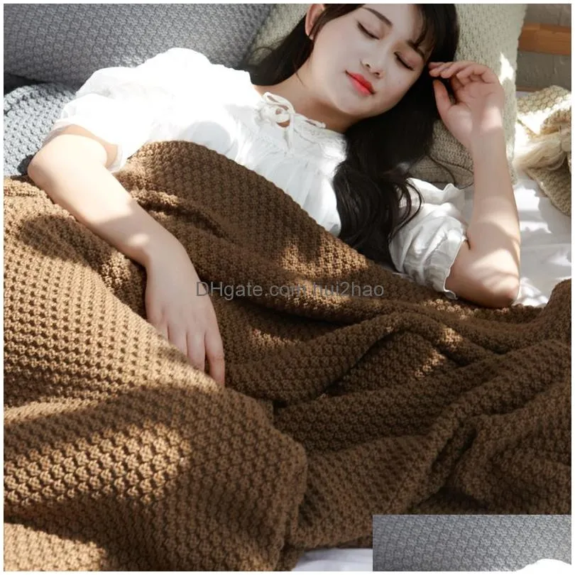 blankets holaroom thread blanket with tassel solid beige grey coffee throw blanket for bedroom sofa home textile fashion knitted blanket