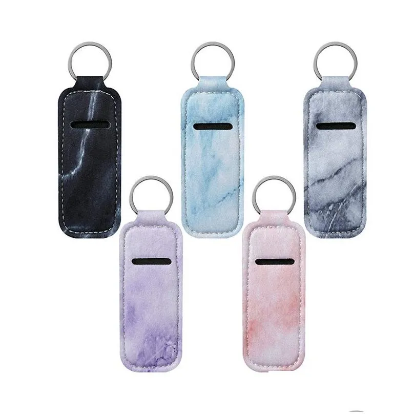 Neoprene Keychain New Prints Chapstick Holder Marble Leopard Lipsticks Wrap Sleeve Lip Balm Er For Drop Delivery Dhlgz