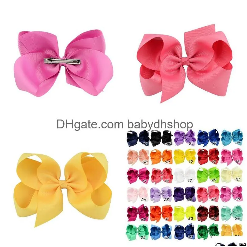 30 colors 6 inch girl hair bows candy color barrettes design hairs bowknot children girls clips 13.5g beautiful girl hair accessory