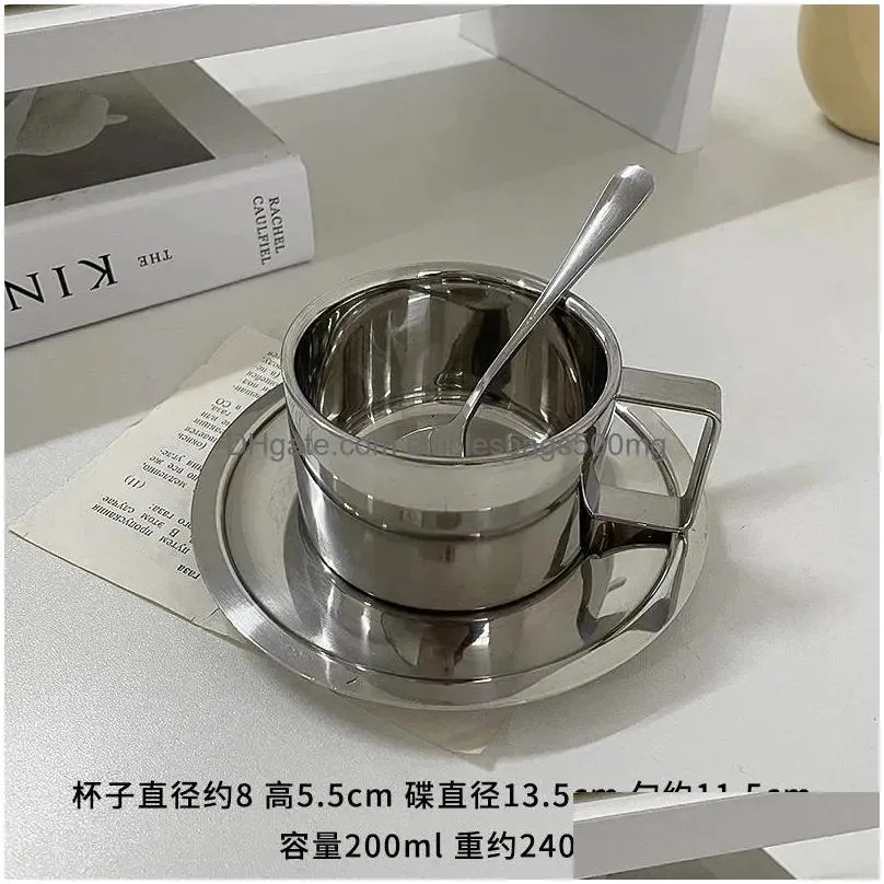 cups saucers small and niche instagram style coffee cup plate set stainless steel exquisite afternoon tea