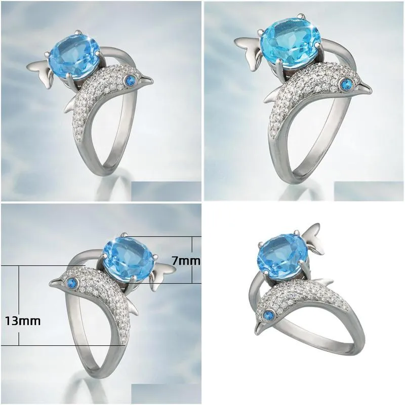 Wedding Rings Beautif And Shiny  Shape Inlaid Sapphire Ring Creative Design Ladies Fashion Jewelry Accessorieswedding Drop Del Dhcqw