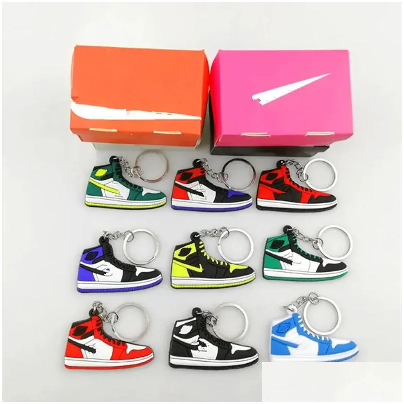 Wholesale Designer Mini 3D Basketball Shoes Keychains With Box Men Women Kids Key Ring Gif Sneaker Keychain Holder High Quality Drop Dhrvz