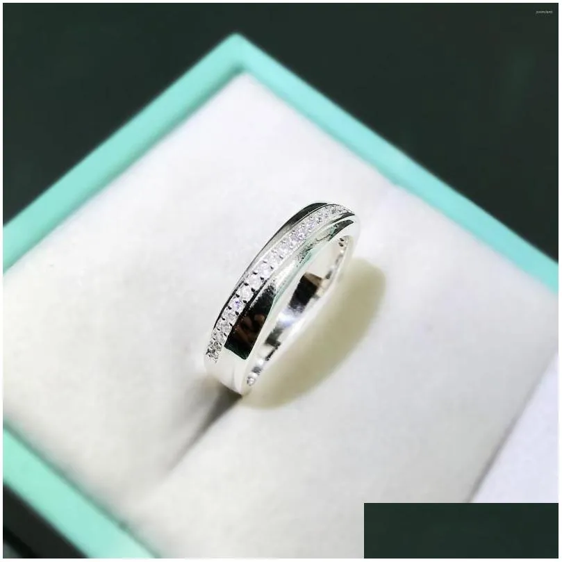 Cluster Rings S925 Sier Fashion Row Diamond Ring Female Simple Japanese And Korean Index Finger Fl Jewelry Drop Delivery Dhna5