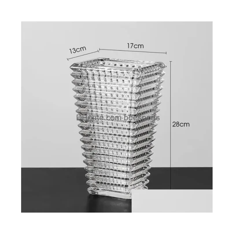 Vases Various Color Nordic Thickened Crystal Vase Glass Transparent Lily Plant Living Room Table Flower Arrangement Drop Delivery Home Dhzd2