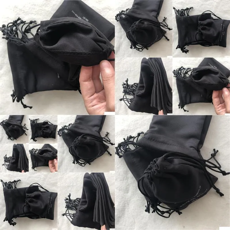 Gift Wrap Black Cloth Dust Bag Fashion Packing 2C Package String For Jewelry Double Side Printed Storage Case 13X10Cm Drop Delivery Dhkfp