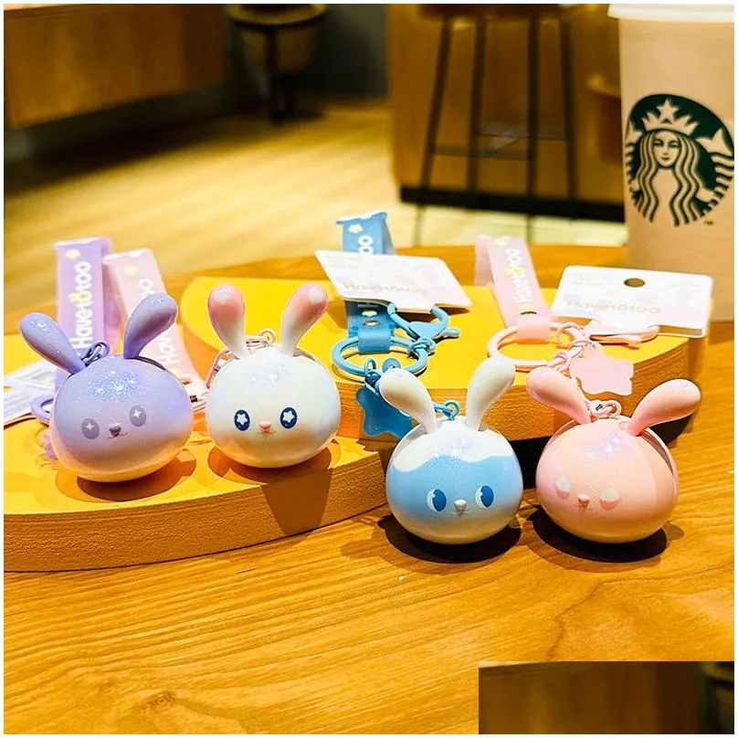 Big Ears Cartoon Rabbit Keychain Woman Keyring For Car Key Cute Women Bag Pendant Luxury Holder Chain Ring Girl Gift Drop Delivery Dhrkl