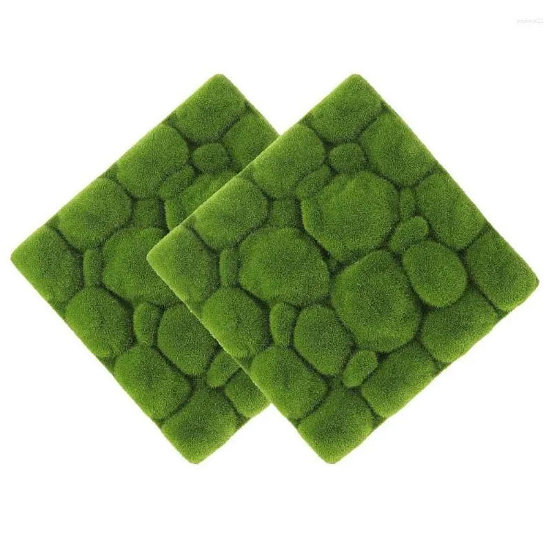 decorative flowers 2 pcs foam flocking simulation moss green background wall faux grass decor fake panel artificial micro scene pad