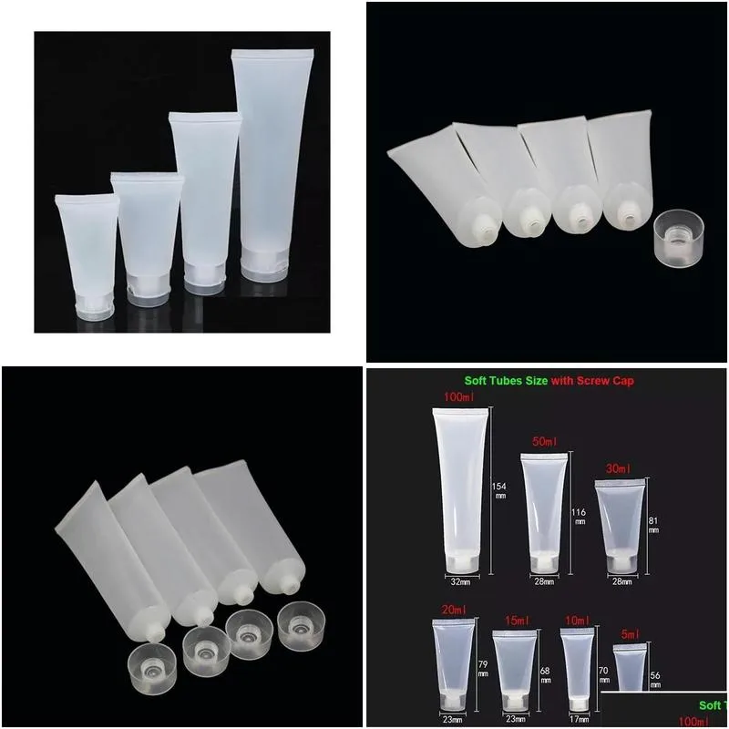 Packing Bottles Wholesale 15Ml 20Ml 30Ml 50Ml 100Ml Frosted Plastic Bottle Reusable Empty Cosmetic Soft Tubes Container Screw Cap Loti Dhcol