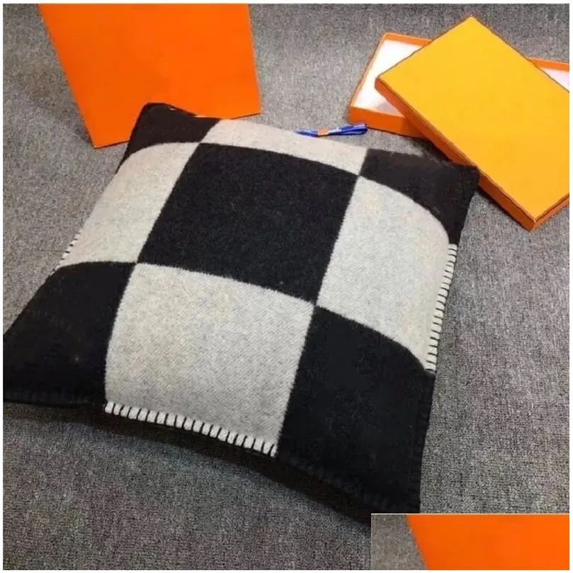 letter pillow soft wool cushion pillows can match with blanket home decorativegray orange black