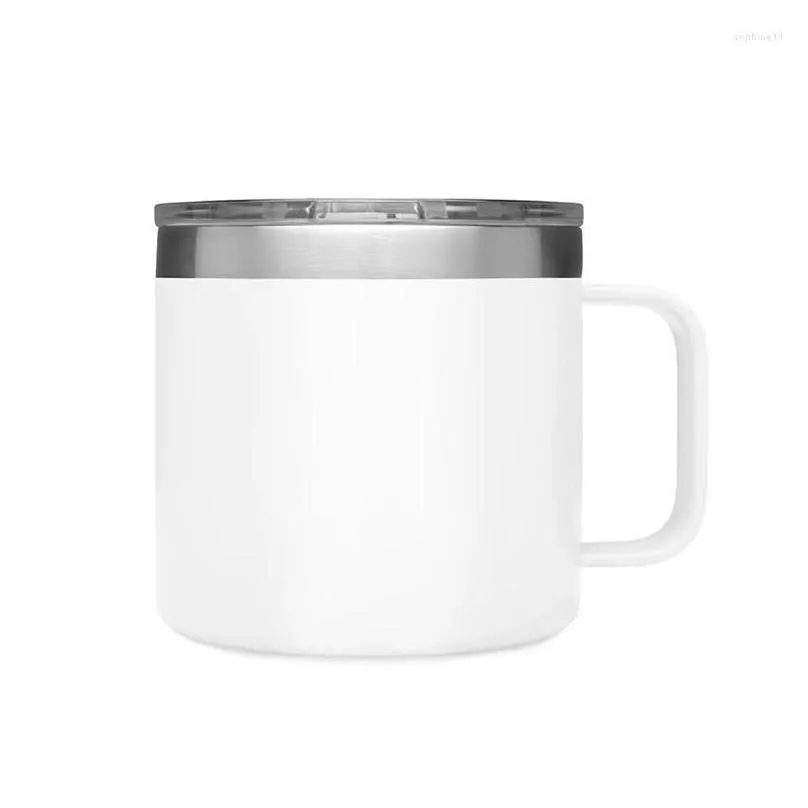 mugs 14oz handle water cup tumbler stainless steel coffee milk mug vacuum thermal car travel with seal lid portable for party