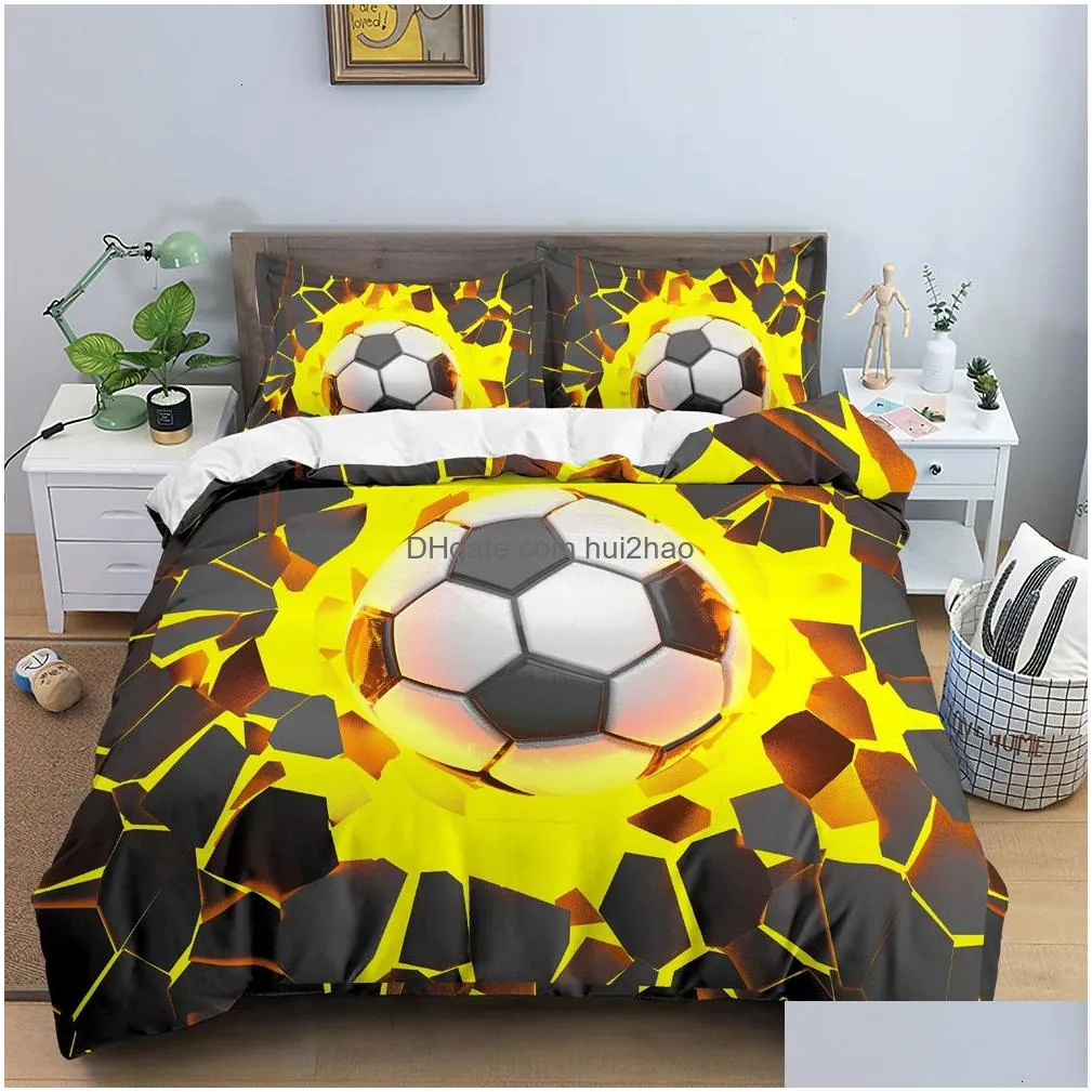 bedding sets 3d football duvet cover double queen full bedding set 2/3pcs quilt cover with zipper closure king size polyester comforter cover