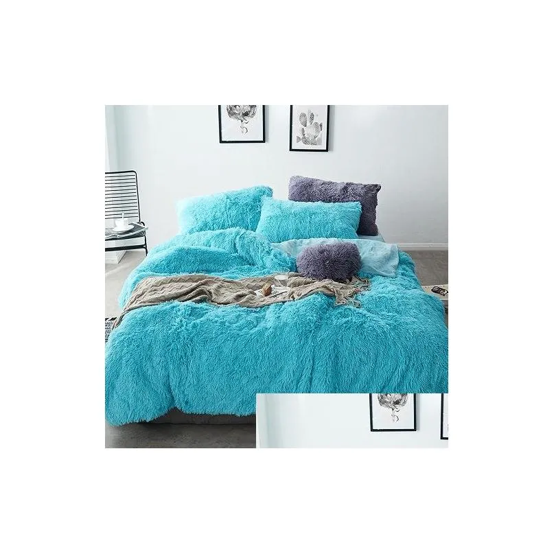 pink white fleece fabric winter thick 20 pure color bedding set mink velvet duvet cover bed sheet bed linen pillowcases