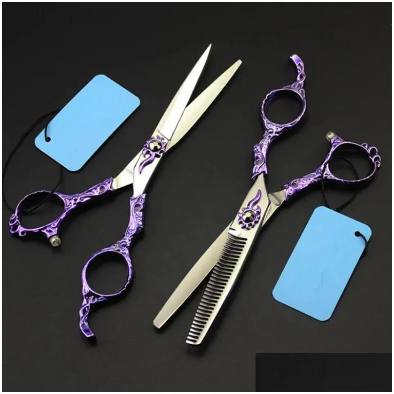 Hair Scissors Custom Professional Japan 440C Retro Violet 6 Inch Cutting Barber Cut Salon Thinning Shears Hairdressing Drop Delivery Dhveu