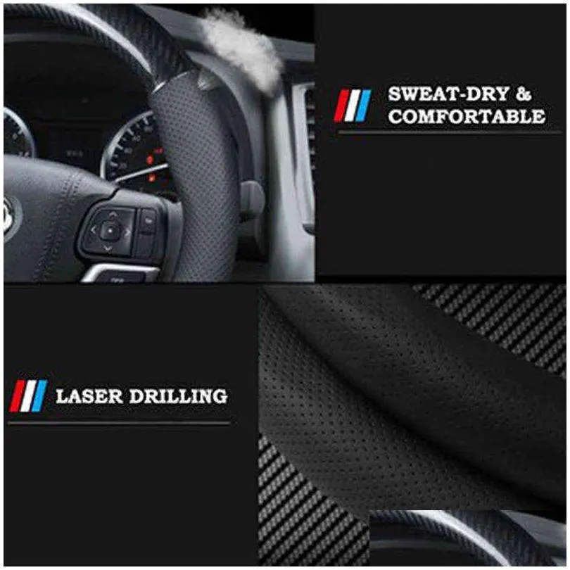 Steering Wheel Covers Car Carbon Fiber Steering Wheel Er 38Cm For E46 E38 E39 X3 X5 Z3 Z4 1357 Series Interior Accessories Styling J22 Dh7E2
