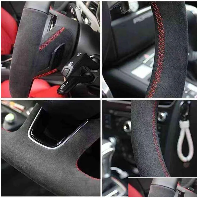 Steering Wheel Covers Custom Car Steering Wheel Er Wrap Antislip Suede Leather Braid For M Sport M3 E90 E91 E92 E93 E87 E81 E82 E88 X1 Dhzkm