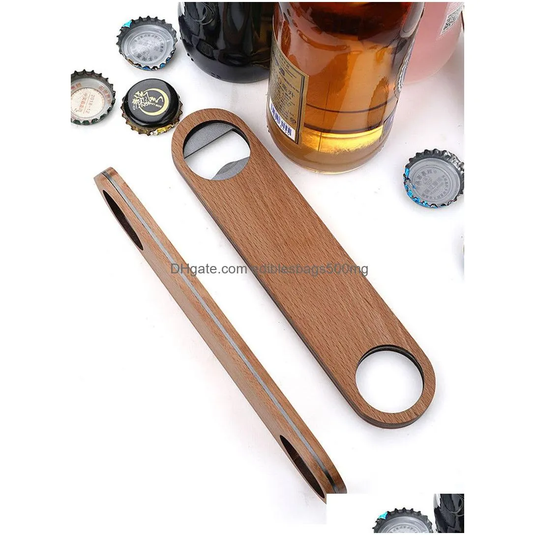 wood handle bartender bottle openers wine beer soda glass cap opener kitchen bar tools factory wholesale