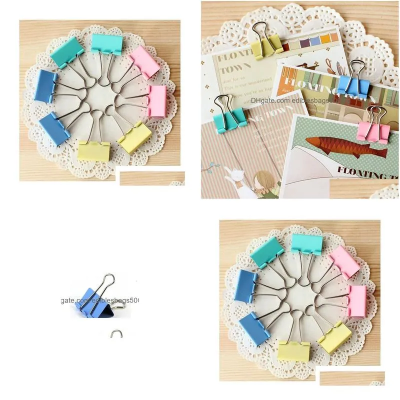 bag clips 20pcs colorful metal binder paper clip 15mm office learning stationary material school supplies 230607