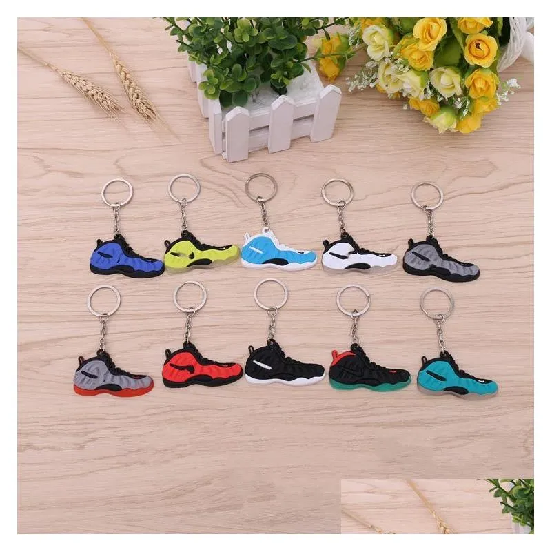 Keychains Designer Fashion Stereo Mini Sile Sneaker Keychain 3D Basketball Shoes Key Ring Holders Gift Handbag Car Drop Delivery Dhvs0