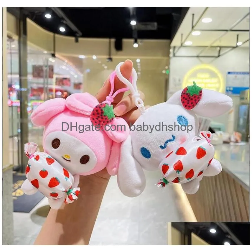 ins cute cinnamoroll kuromi plush keychain jewelry schoolbag backpack ornament hanger kids toy gifts about 12cm