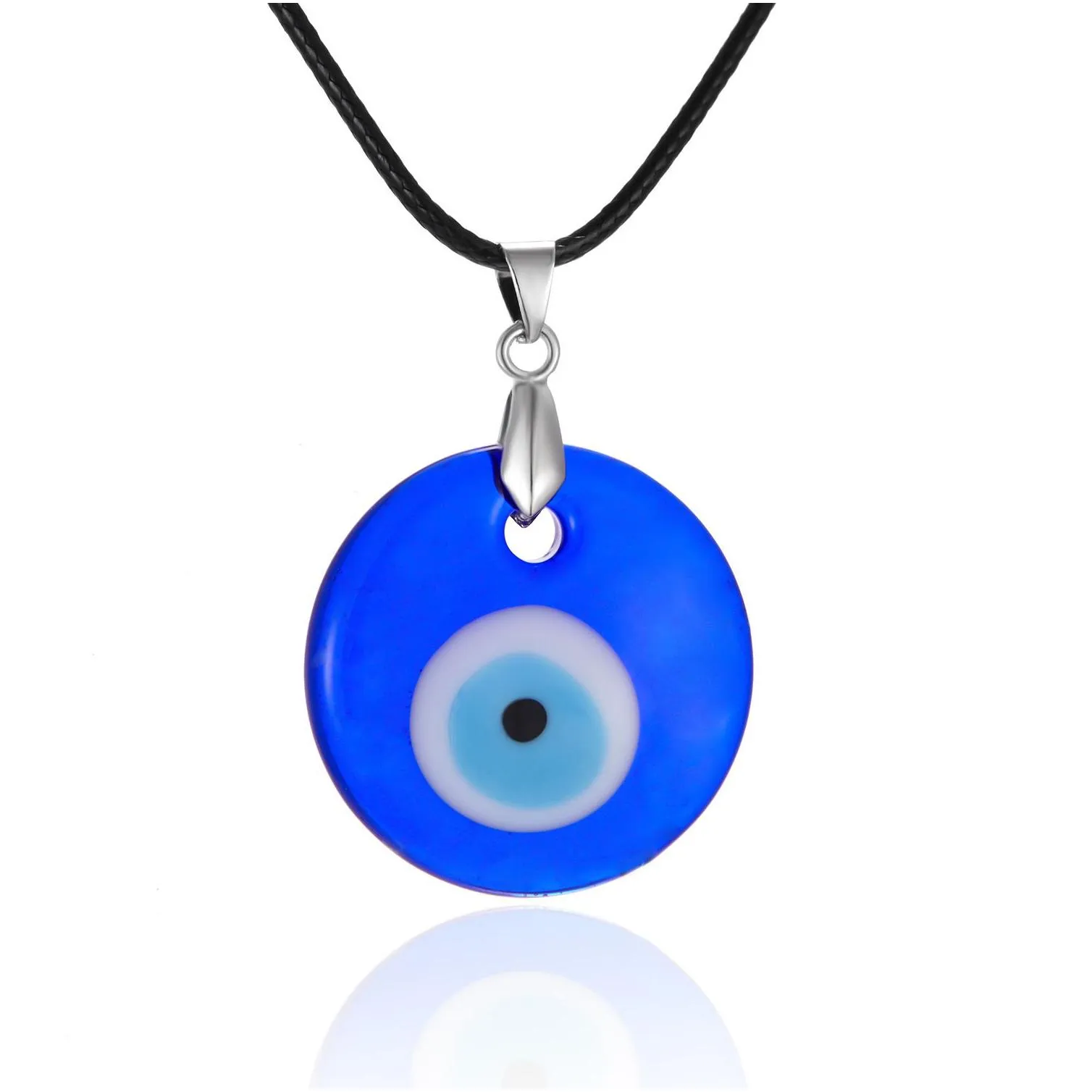 Pendant Necklaces Evil Eye Necklace For Women Keyring Turkish Blue Bead Bracelet Handmade Glasses Charms Bracelets Greek Mati Hamsa Na Dhzbq