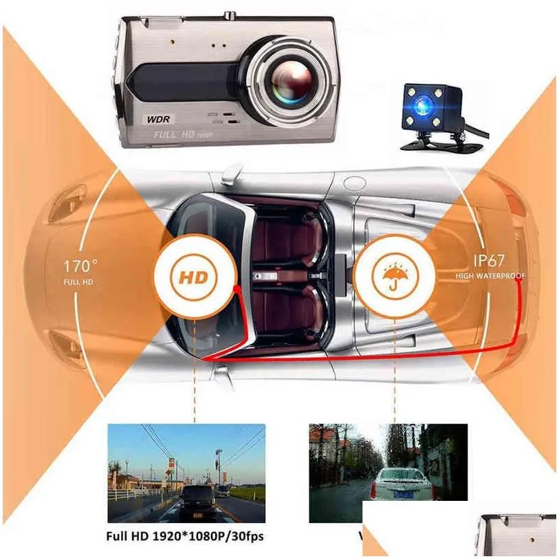 Car Dvrs Car Dvr Fl Hd P Dash Cam Rear View Camera Vehicle Video Recorder H Parking Monitor Night Vision Gsensor J220601 Drop Delivery Dhbd7