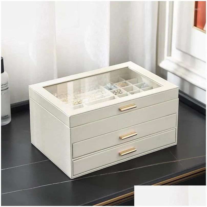 storage boxes size s/m/l jewelry organizer display travel jewellery case portable box pu earring holder