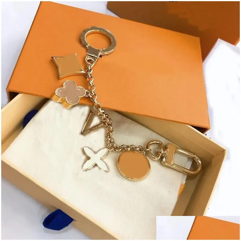 Fashion Key Holder Keychain Car Luxurys Designers Flower Keyring Bag Charm Lovers Gift 2211103Z Drop Delivery Dh20G