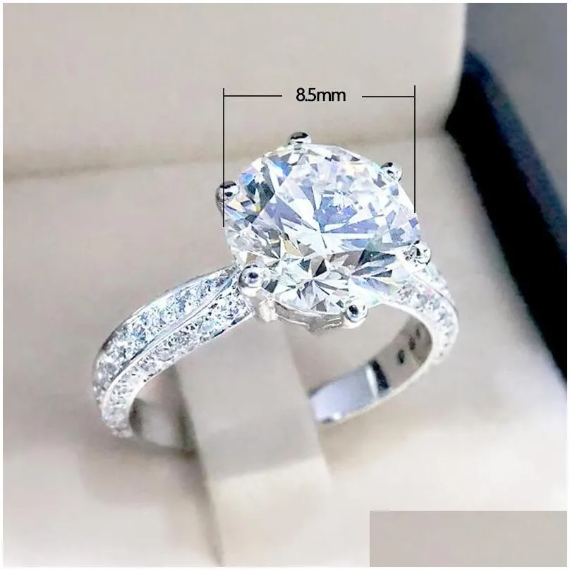 Cluster Rings 2022 Luxury 925 Sterling Sier Engagement Ring For Women Anniversary Gift Jewelry Wholesale Drop Delivery Dh5H0