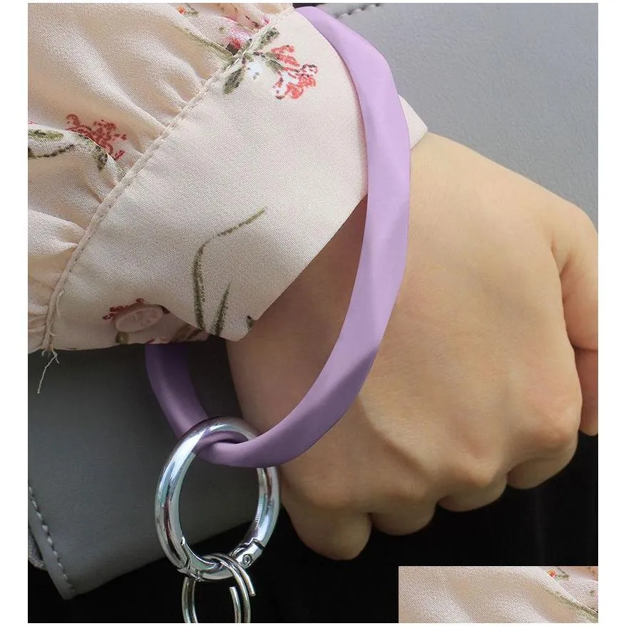 Sile Bangle Key Ring Wrist Keychains Men Women Rubber Bands Gym Sport Flexible Rhombus Jewelry Keyring Bracelets Drop Delivery Dhhg2