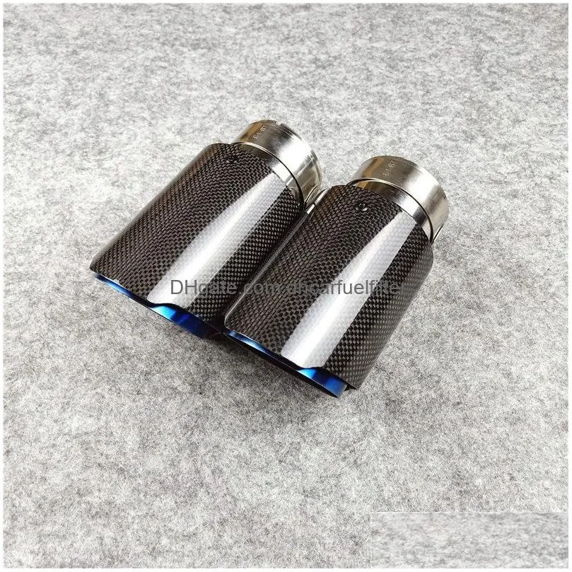 blue stainless steel for universal akrapovic exhaust muffler tips auto carbon car cover styling2pcs