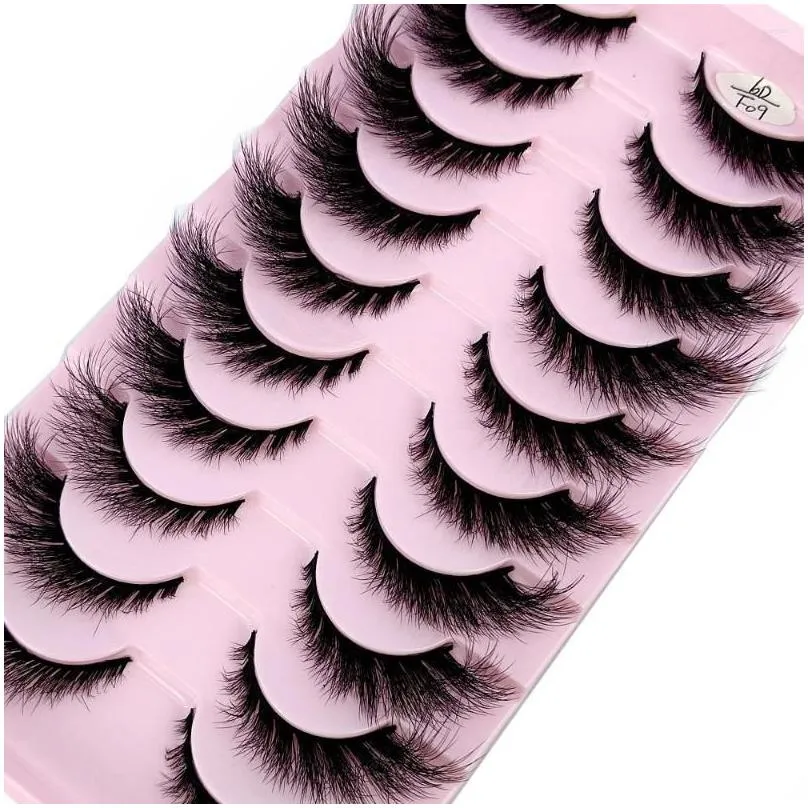 False Eyelashes 10Pairs Cat/ Faux Mink Winged End Eye Elongated Fake Lashes Soft Natural Long Fl Strip Drop Delivery Health Beauty M Dhosw