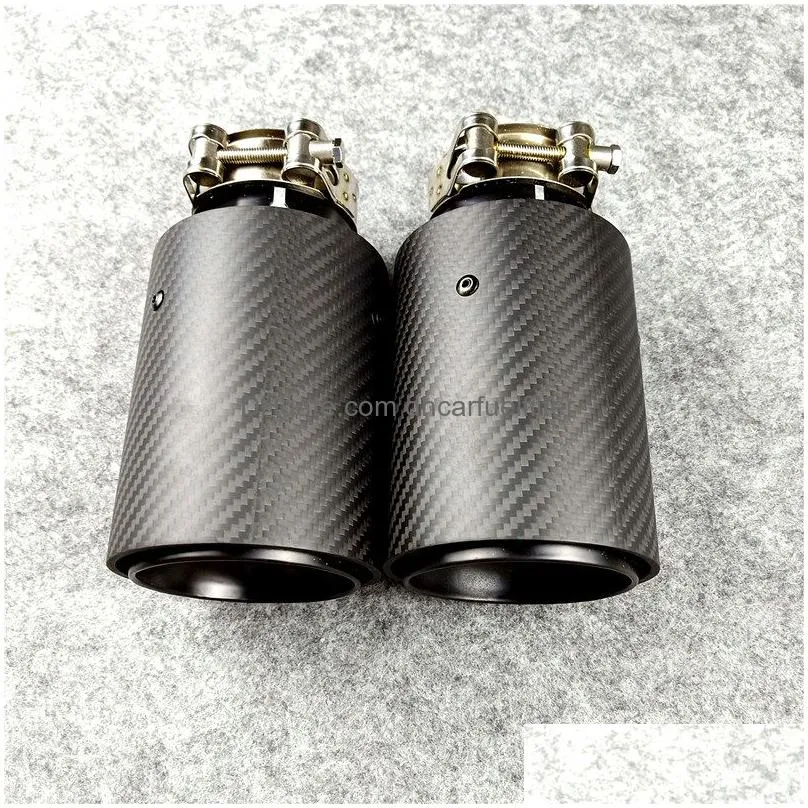 inlet 63mm full matte black m performance carbon exhaust muffler tips auto car tail pipes 1pcs