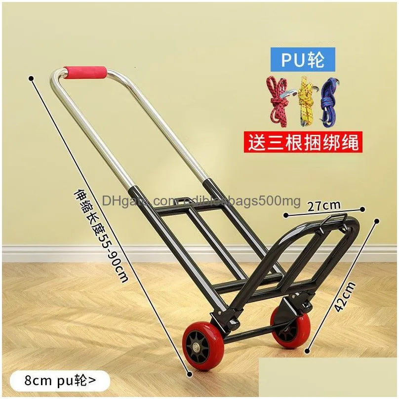 storage baskets small folding baggage handling cart cargo trailer with wheels home grocery shopping lightweight portable trolley