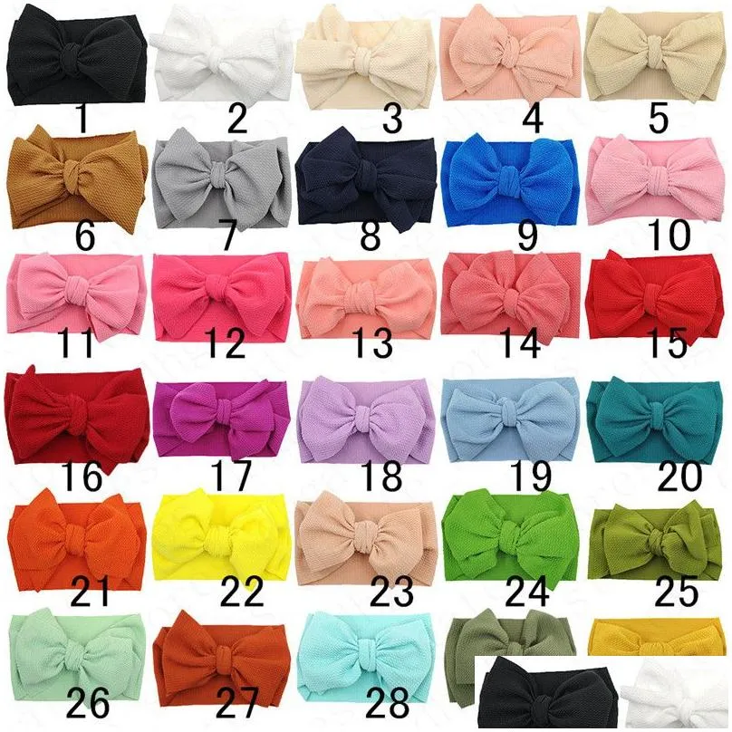 Hair Accessories Kids Baby Girls Big Bow Turban Hair Band Wrap Wide Elastic Headband Hairbands Wraps 30 Solid Colors Ins Infant Newbor Dh1Mx
