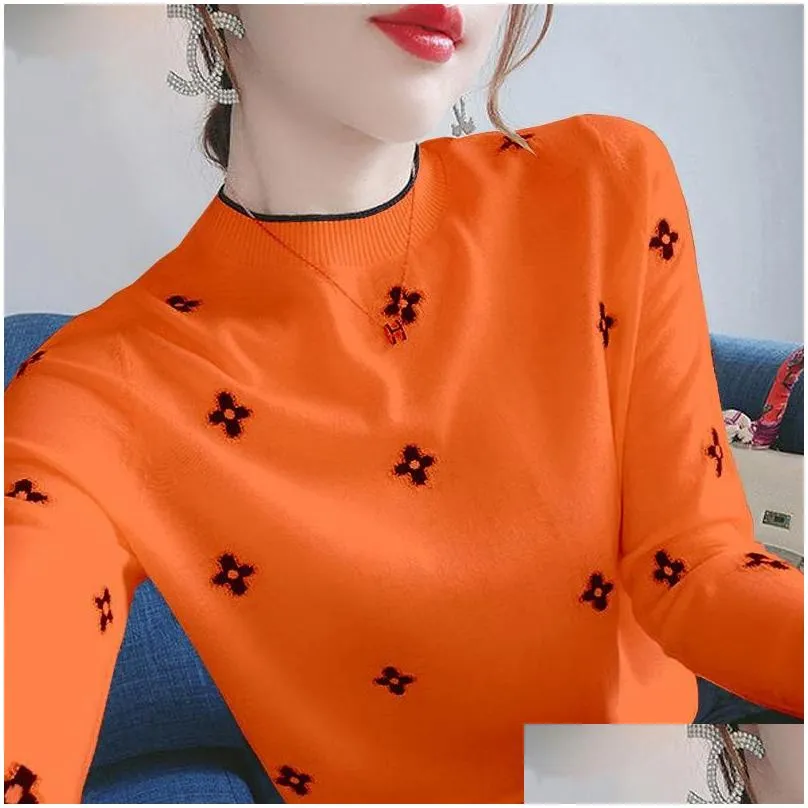 women`s sweaters delicate embroidered sweater woman autumn and winter slim large undershirt students han version of long-sleeved