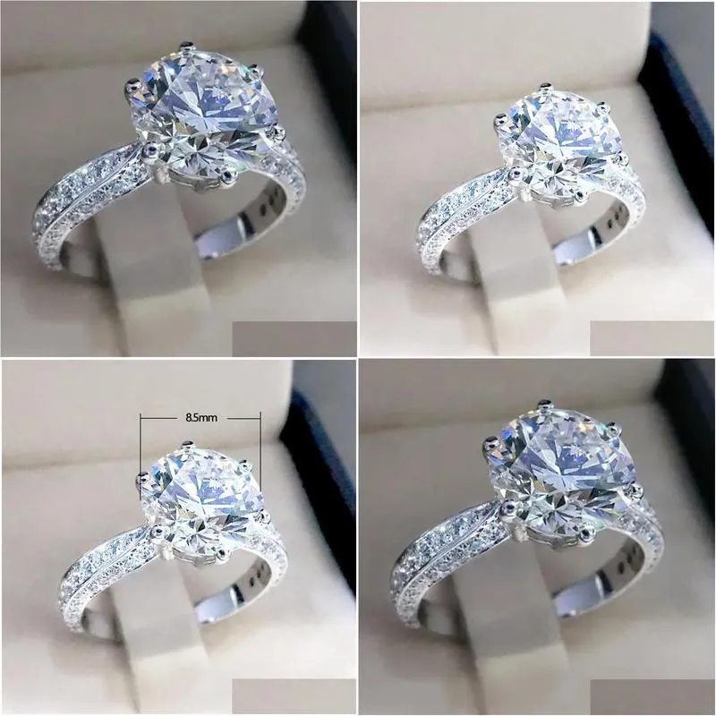 Cluster Rings 2022 Luxury 925 Sterling Sier Engagement Ring For Women Anniversary Gift Jewelry Wholesale Drop Delivery Dh5H0