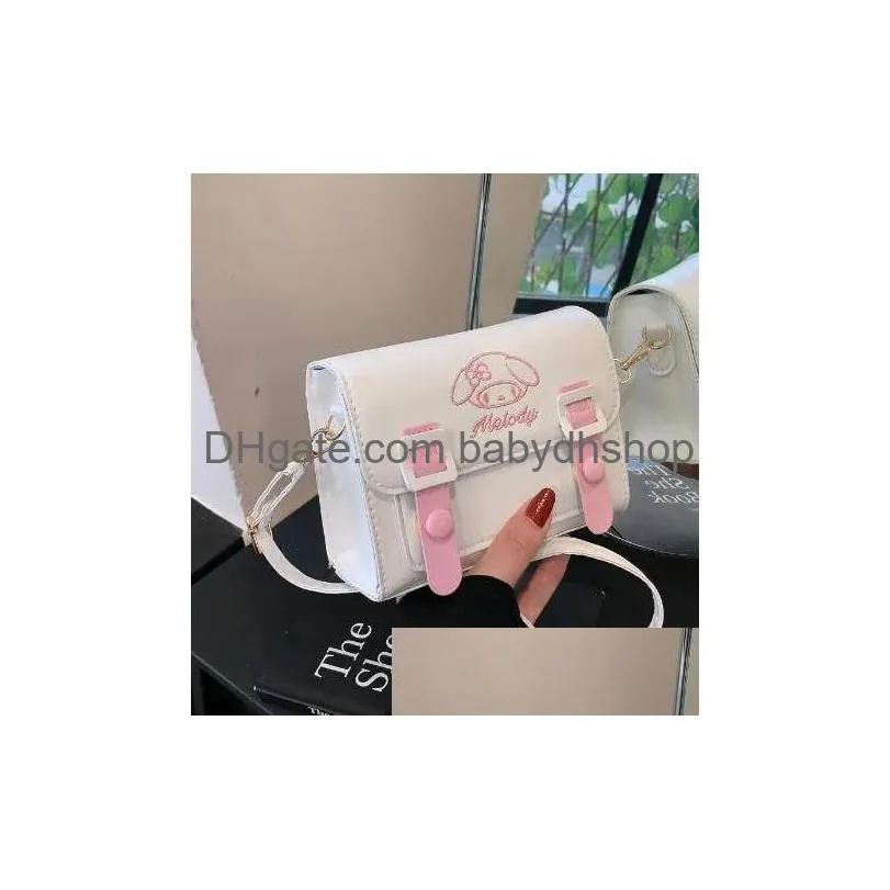 girl kawaii pink white melody cinnamoroll pu square one shoulder bag cute soft accessories messager bags