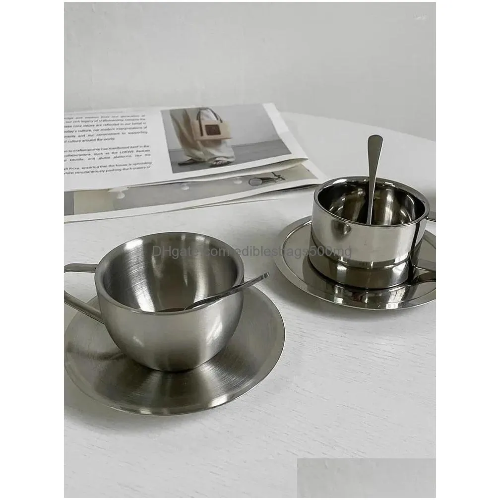 cups saucers small and niche instagram style coffee cup plate set stainless steel exquisite afternoon tea