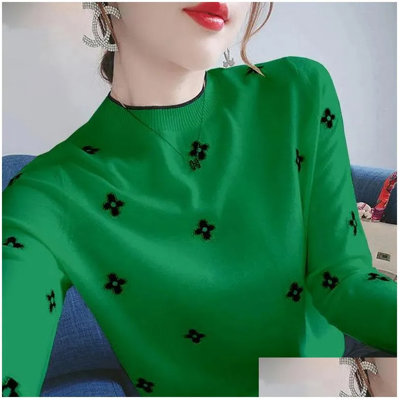 women`s sweaters delicate embroidered sweater woman autumn and winter slim large undershirt students han version of long-sleeved