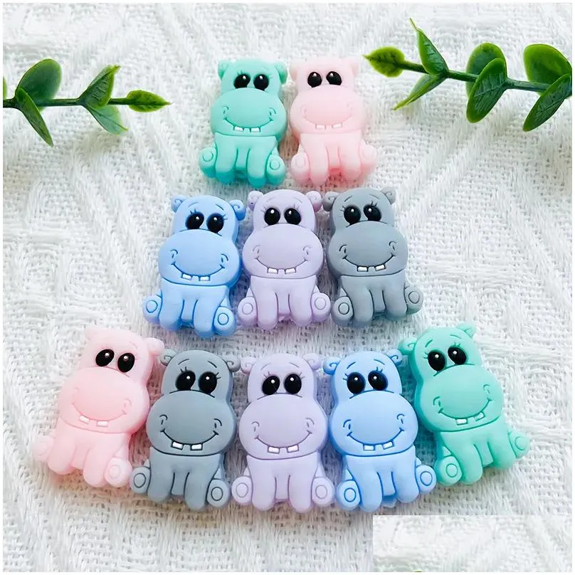 Soothers & Teethers 10Pcs Baby Food Grade Sile Teether Chewing Beads Cartoon Animal Diy Jewelry Pacifier Chain Gift Accessories 220812 Dh5Sz