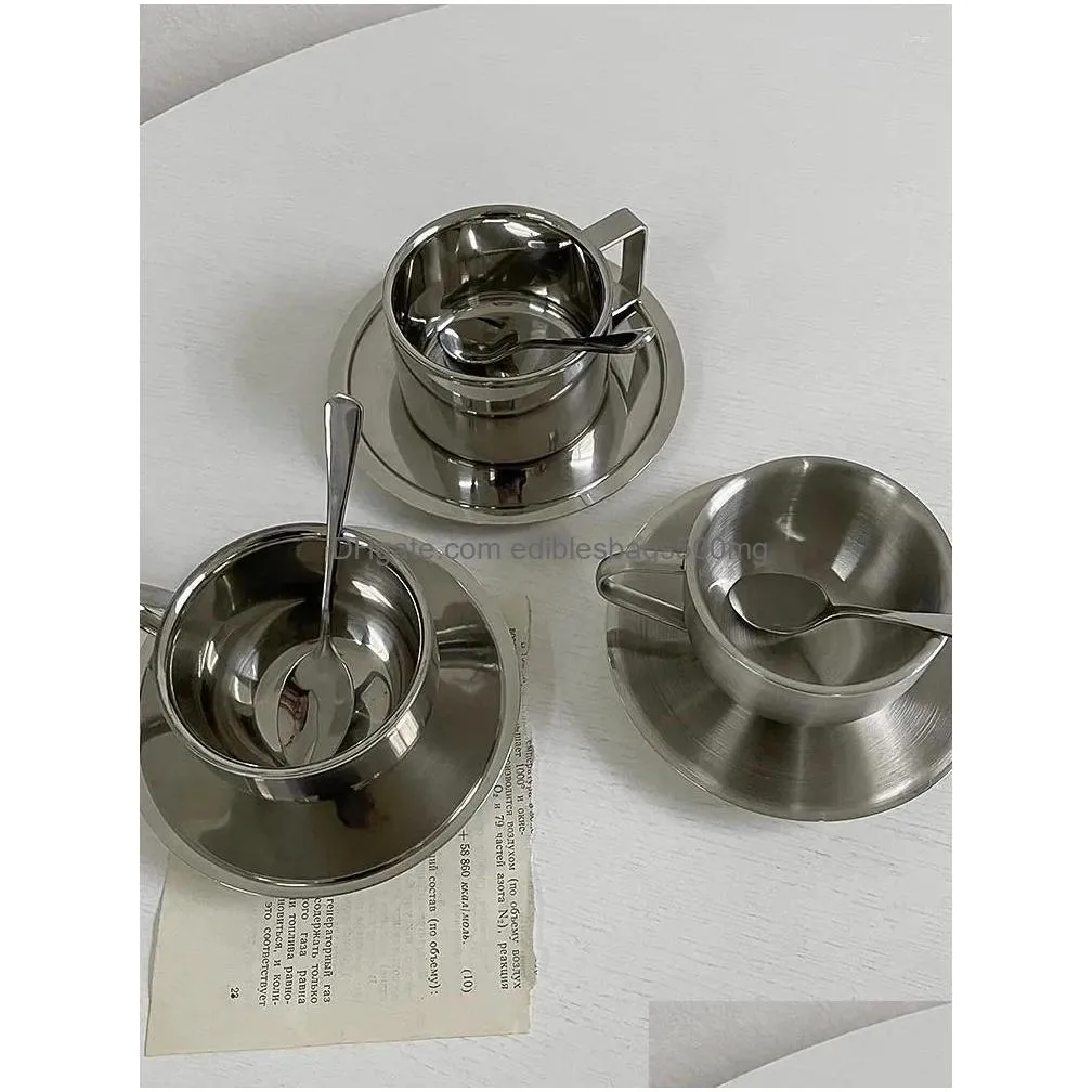 cups saucers small and niche instagram style coffee cup plate set stainless steel exquisite afternoon tea