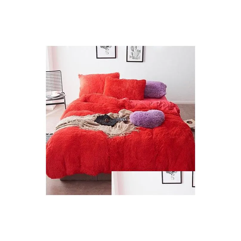 pink white fleece fabric winter thick 20 pure color bedding set mink velvet duvet cover bed sheet bed linen pillowcases