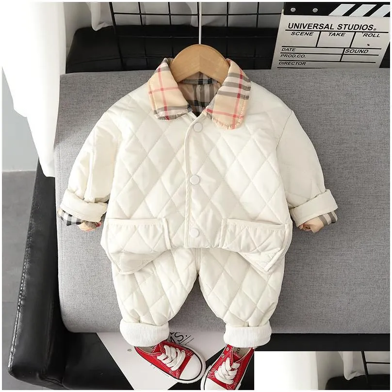 Clothing Sets Winter Autumn Baby Boys Clothes Fl Sleeve Parkas Pants 2Pcs/Set Cotton Warm Ski Suit Children Clothing Toddler Tracksuit Dh3Re