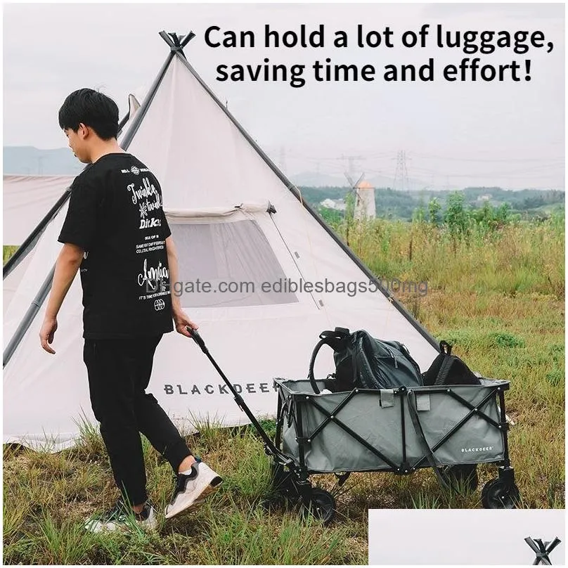 storage baskets camping portable folding car outdoor home shopping cart with pull rod four wheel trolley 230613