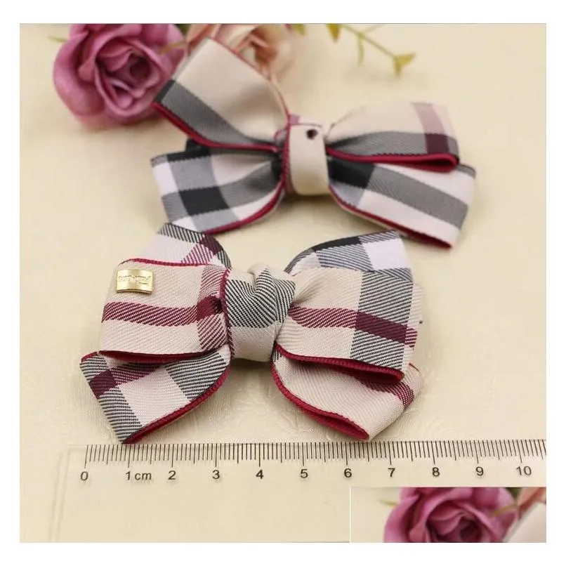 Hair Accessories For Girls Baby Big Flower Plaid Princess Babies Girl Band Headband Babys Head Kids Hairwear Drop Delivery Dhc59