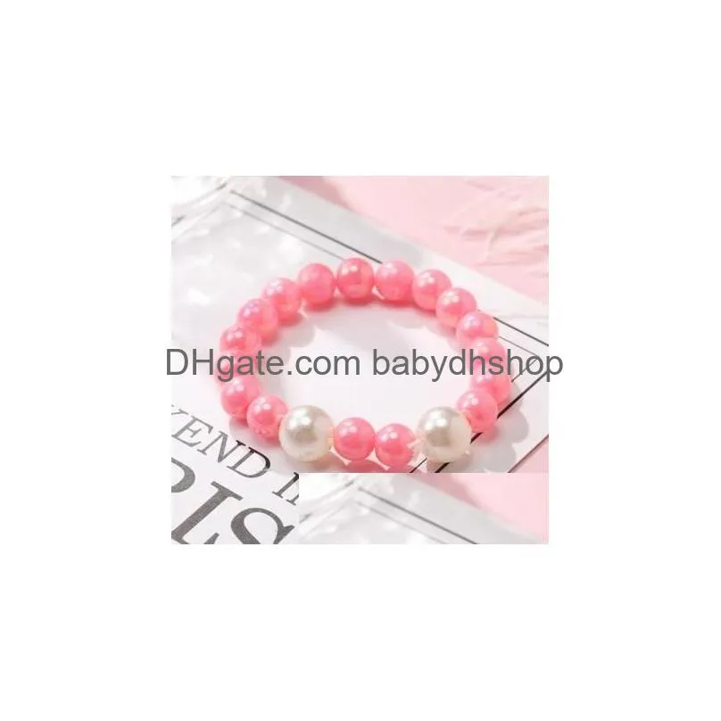 ins cute 9 style kids jewelry accessory colorful stars pearl love heart charms bracelet cute design princess bracelet kids girl jewelry