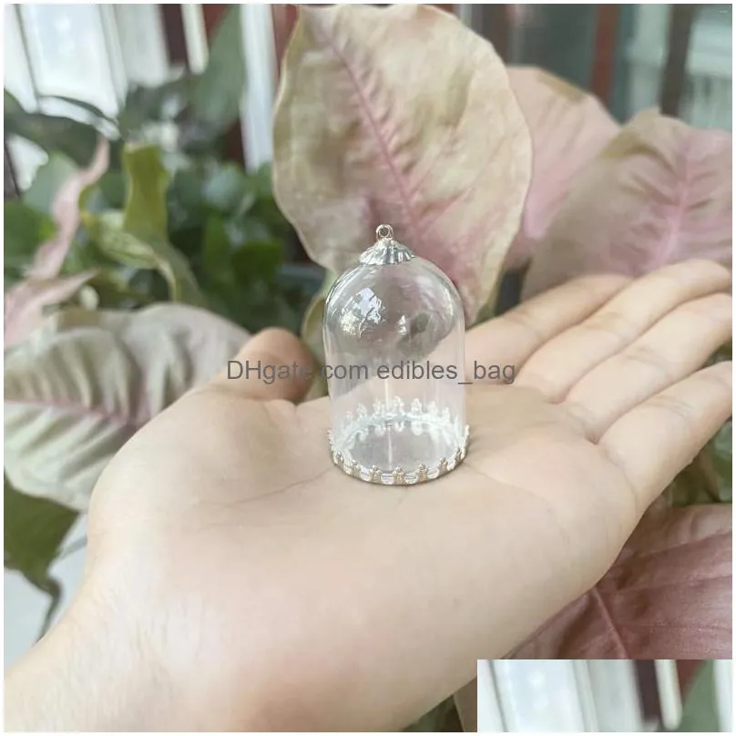 bottles 15/20/30/50x 38x25mm tube bell glass bottle cover with base cap vial pendant jars diy necklace jewelry accessory