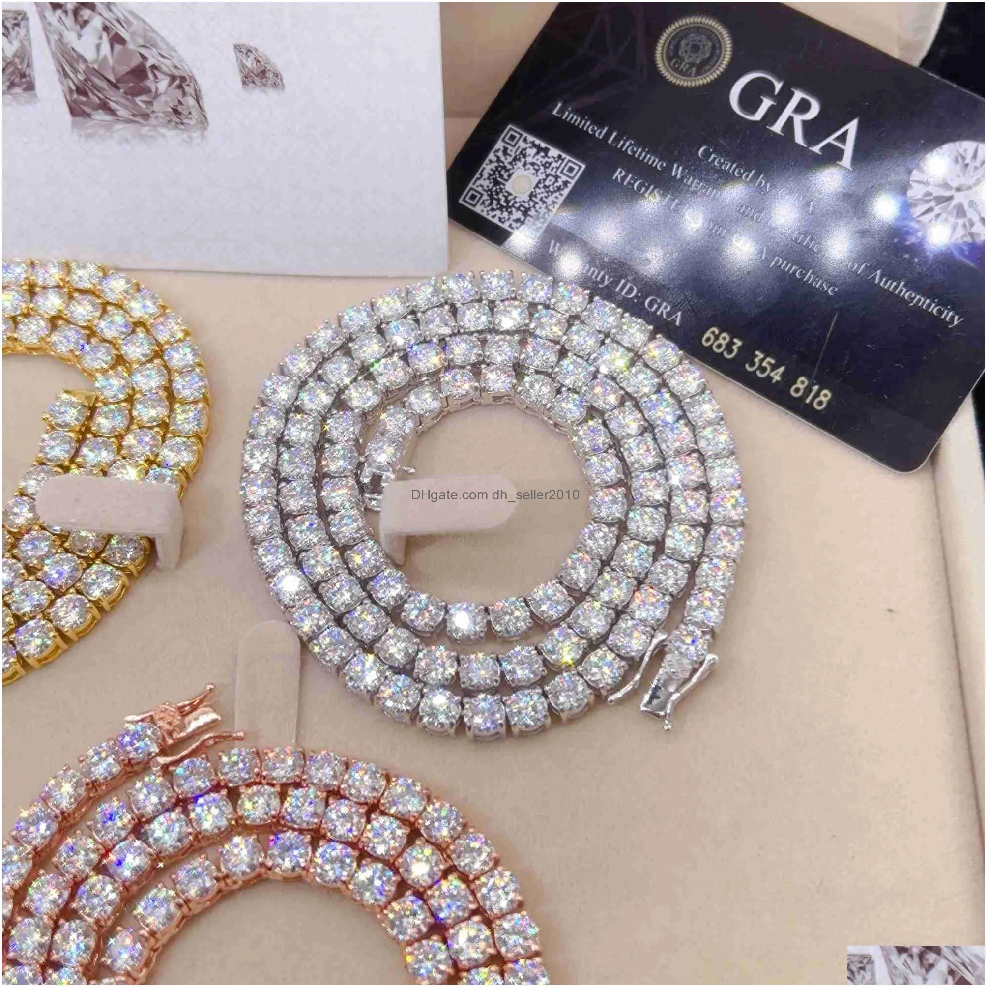 Other Jewelry Designer Good Price Gra Certified Vvs Moissanite 925 Sterling Sier Solid Gold Tennis Chain 2Z26 Drop Delivery Jewelry Ne Dheuw