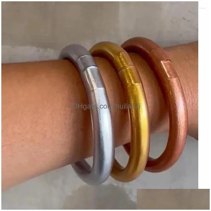 charm bracelets gold silver color thick silicone bangle for women men buddhist temple lucky stackable bracelet jewelry lightweight